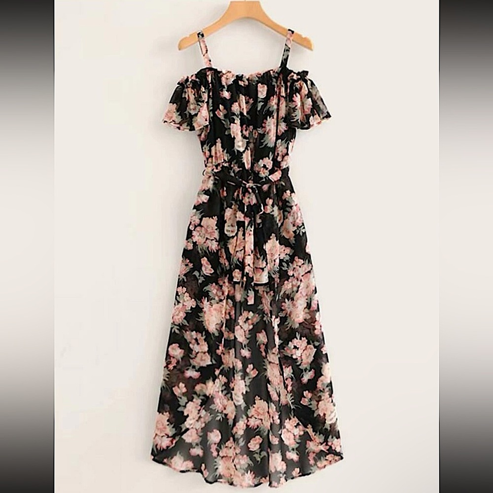Floral Print Chiffon Jumpsuit